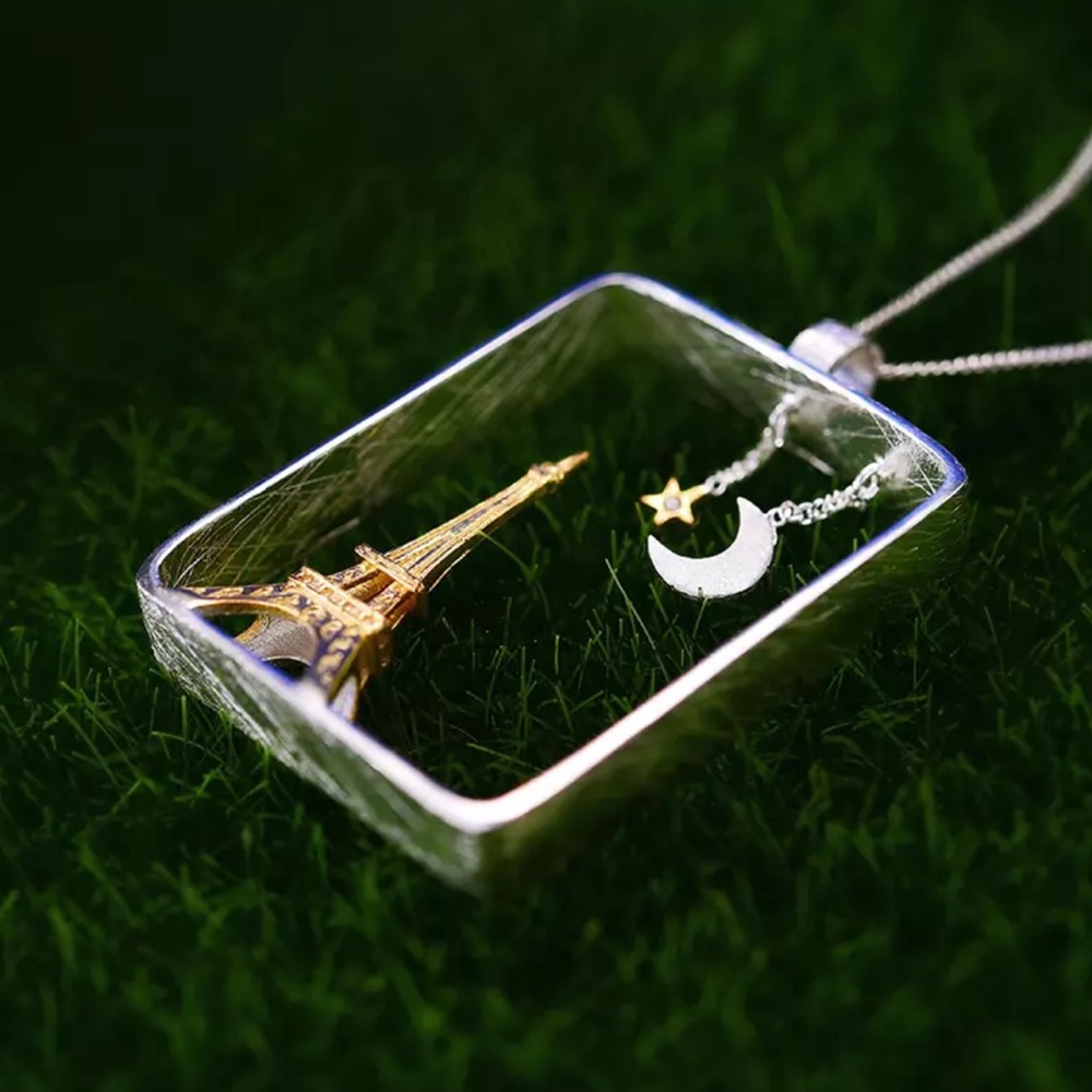 Artisan Handmade 925 Silver The Zenovia Paris Eiffel Tower Necklace - Picture 3 of 8